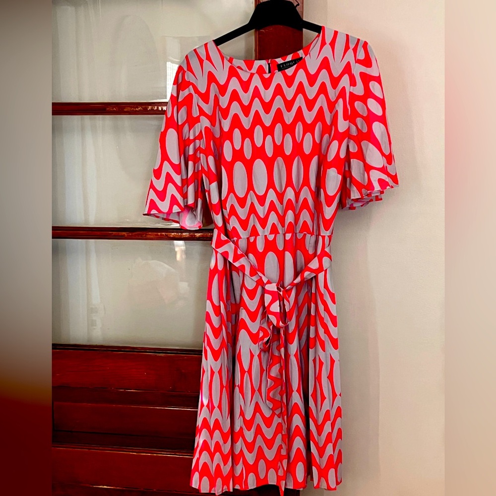 EUC Eloquii Retro Belted Dress with pleated skirt Size 20W